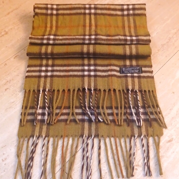 Burberry's Other - Burberrys of London Authentic Vintage Unisex Olive Plaid Fringed Scarf